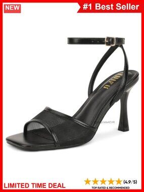 Mesh Strappy Stiletto Heels Square Toe Ankle Strap Dress Shoes